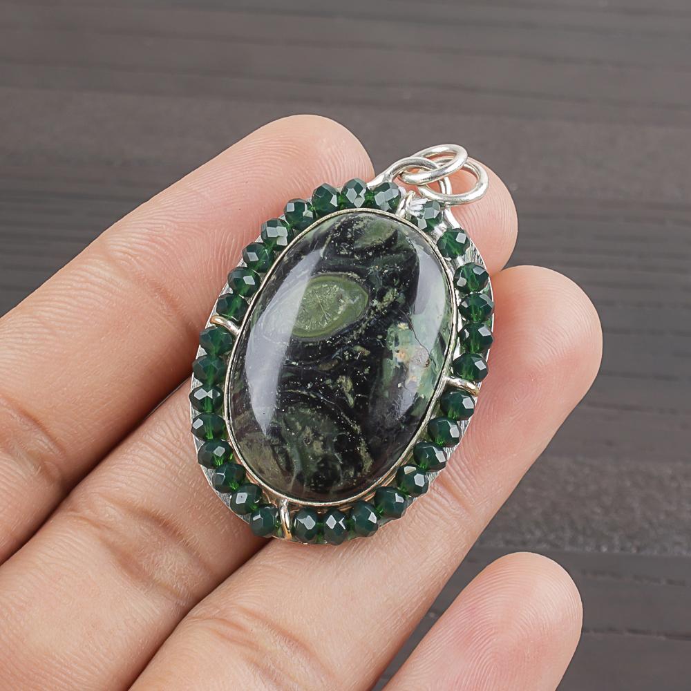 Natural Kambaba Jasper Gemstone 925 Sterling Silver Jewelry  Pendant 1.6  AJP-2035