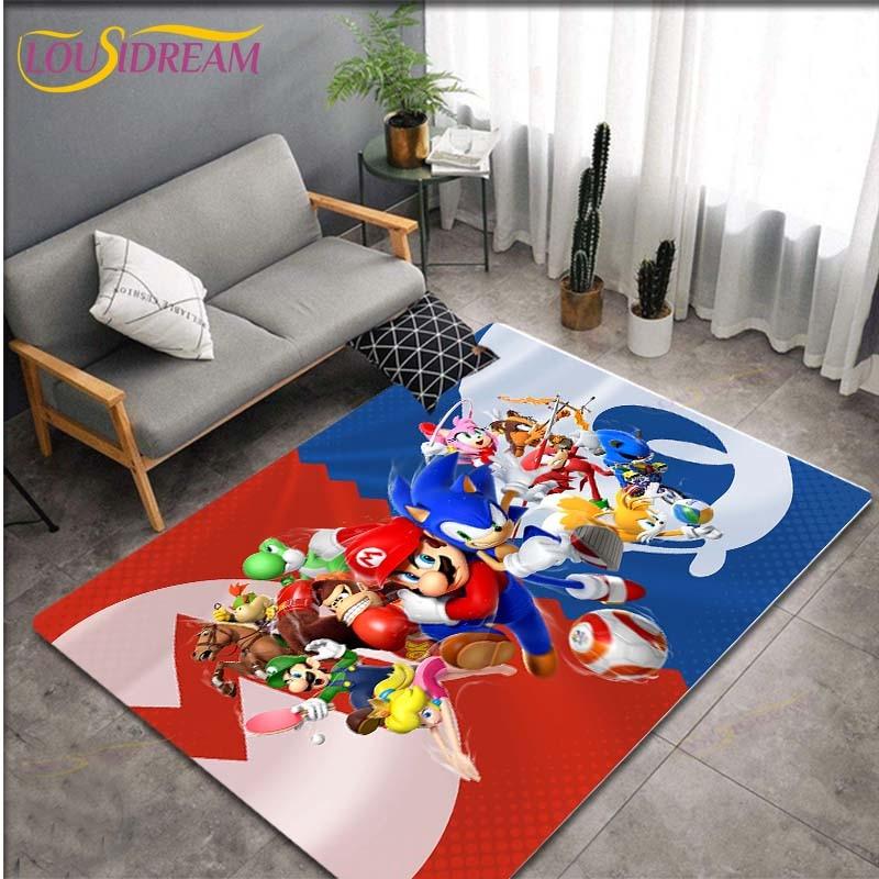 Tapetes com Padrão Anime Mario Bros para Sala de Estar Tapete de Área Antiderrapante Tapetes para Quarto de Crianças Tapete de Yoga Tapete Grande Decoração