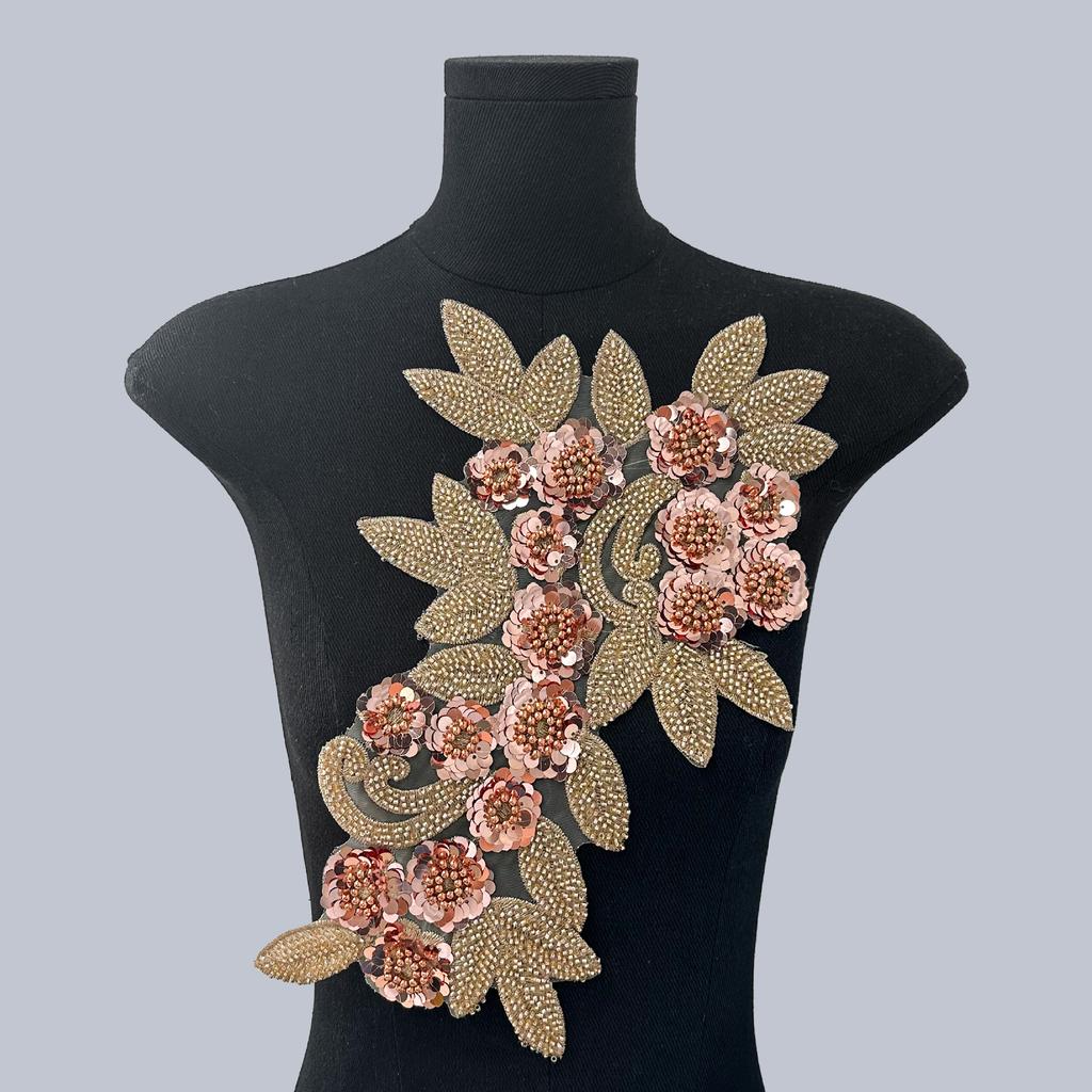 Mesh Sequin Nail Diamond Bead Embroidery Sewing Single Flower Collar Diy Decoration With Clothing Accessories Collar