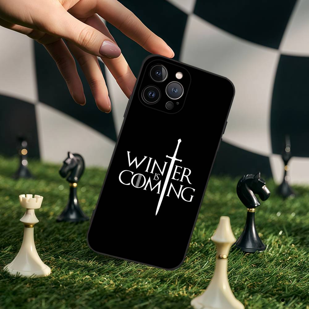 Custodia Nera in Silicone con Fantasia Logo Cool di Game of Thrones Per iPhone 17 Air 16 15 14 13 12 11 Pro Max Plus Retro in TPU