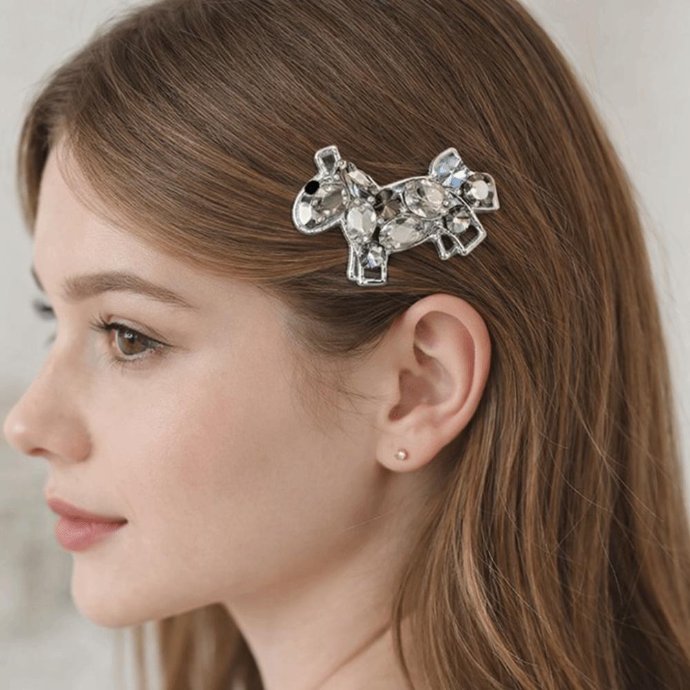 Zinc Zinc Zinc Alloy Horse Hairpin Colored Rhinestone Edge Clip Cartoon Hair Clip  Girls Hair Accessories