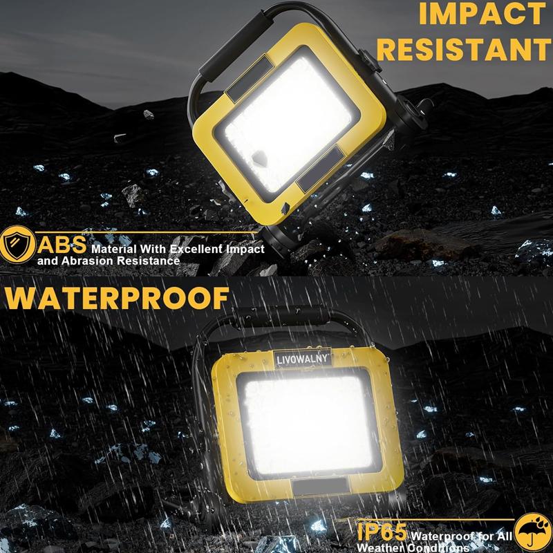 50W 10000LM Work Light For Dewalt 20V Li-ion Battery Cordless Flood Lights Construction Light Flashlight for Camping Hiking Jo