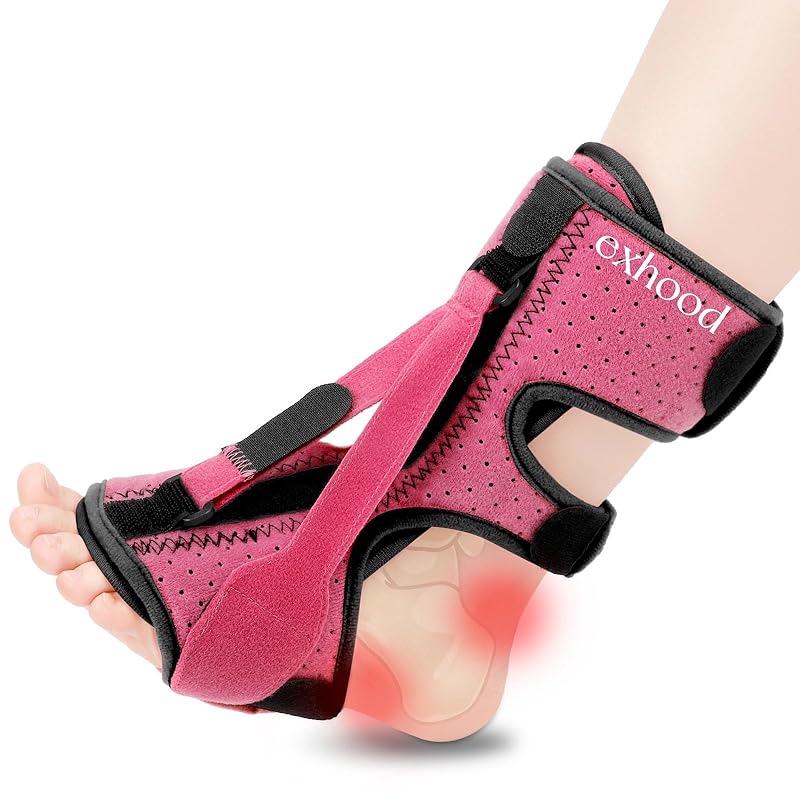Plantar Fasciitis Night Splint, Plantar Fasciitis Relief Brace, 3 Adjustable Straps Relief Brace for Foot Drop, Achilles Tendonitis & Heel Pain - Day