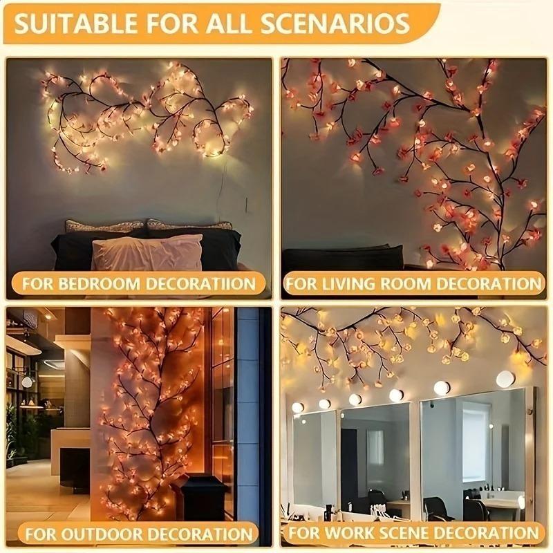 USB Rechargeable Maple Leaf Branch Light, 8 Modes Bendable Fall Maple Vine LED Wall Decor Lamp for Autumn Thanksgiving Home Mantel Decor