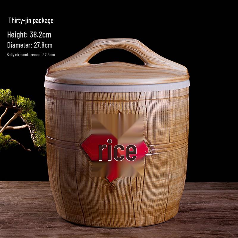 Ceramiczny Słoik na Ryż z Pokrywką Jingdezhen - Pojemność 10/20/30/50 Jin Pojemnik do Przechowywania Mąki