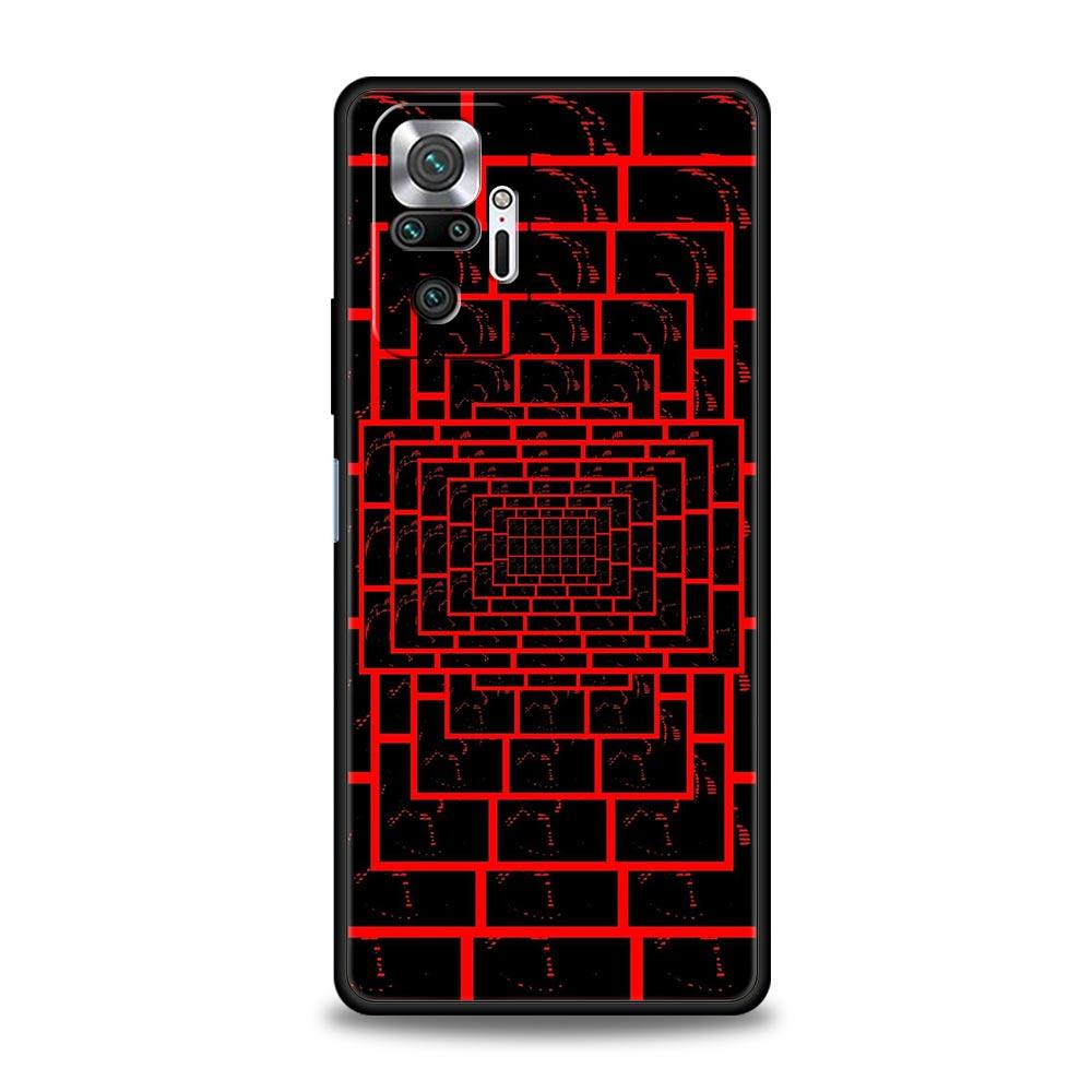 Black Red Ripple Art Phone Case Cover for Redmi 14C 10C Note 15 14 13 12 10 11 K40 Pro Plus 5G Soft TPU Shockproof Shell Fundas