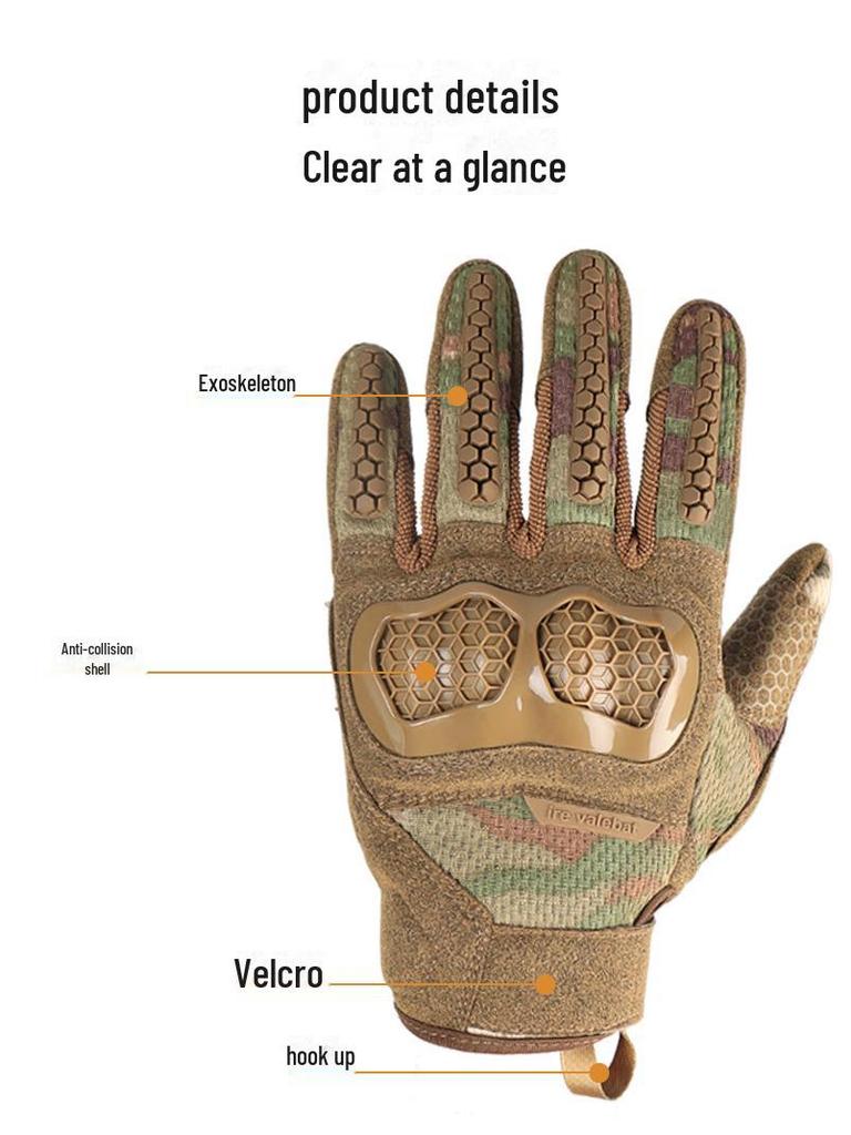 Tactical Exoskeleton Gloves: Full Touch-Screen, Non-Slip, Wear-Resistant, Shock-Absorbing for Combat, Shooting, Outdoor Sports & Cycling.