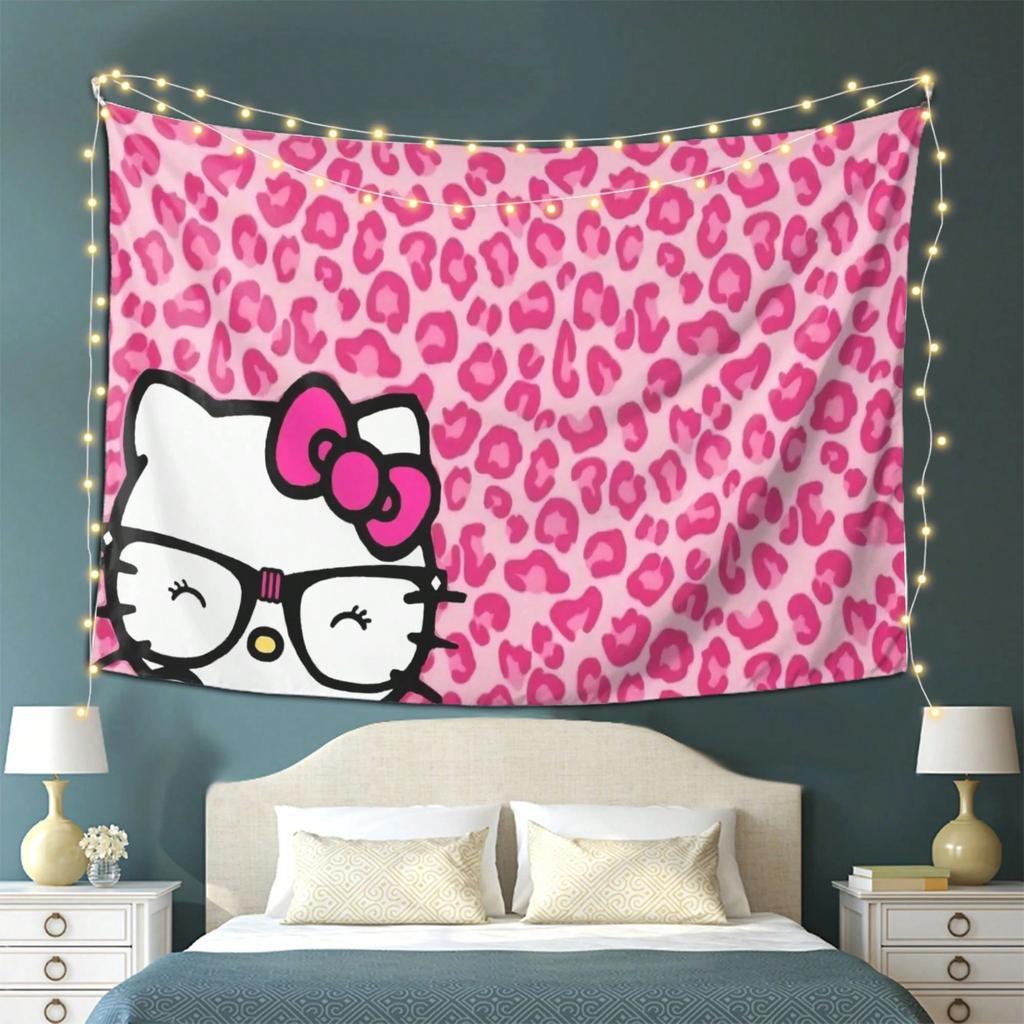 1pc Sanrio My Melody Kuromi Heart Tapestry Polyester 2D Print Wall Hanging for Bedroom Living Room Home Decor Sweet Gift