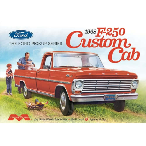 Moebius Model 1/25 Scale 1968 Ford F-250 Custom Cab Pickup Plastic Model MOE2564 (Molded Color)