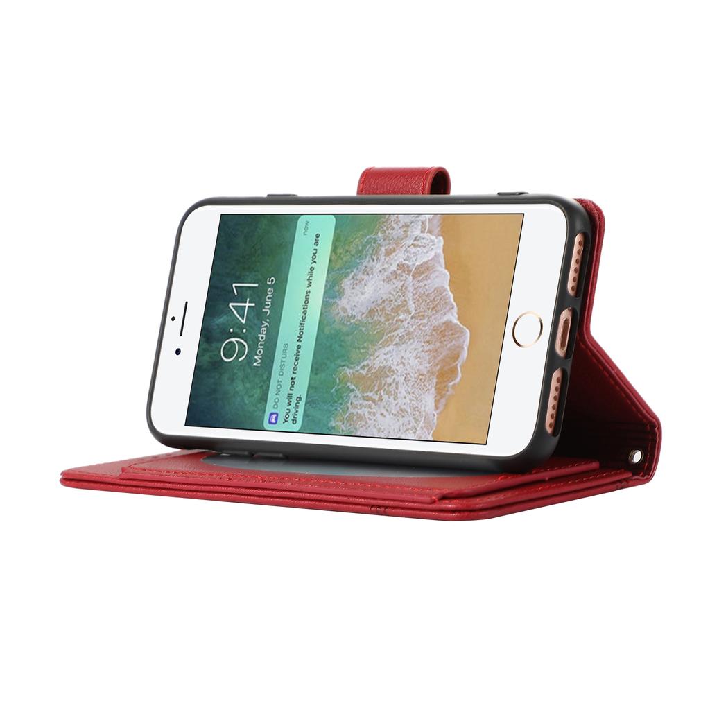 For iPhone SE (2022)/SE (2020)/7/8 4.7 inch Cell Phone Case PU Leather Wallet Cover with 2 Straps