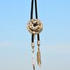Round Bolo Tie Western Cowboy Shirt Imitation Gem Pendant Vintage Star Necklaces  For Men Women