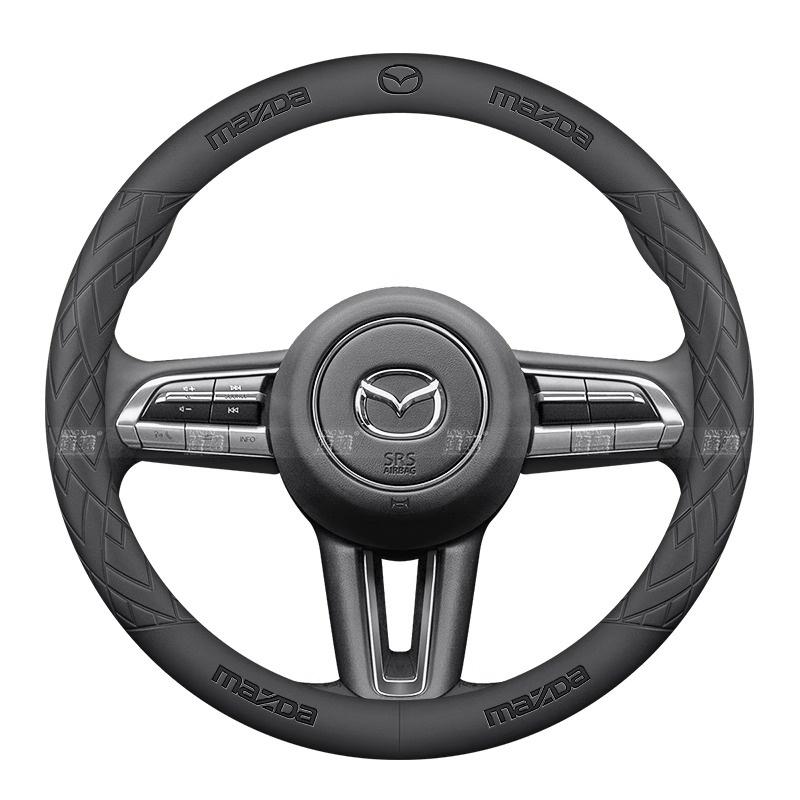 For Mazda 3 5 6 SKYACTIV Axela Atenza CX30 CX5 CX8 CX9 MX5 RX8 RX7 BT50 Leathe Car Steering Wheel Cove 3D Embossing Accessories GH3