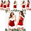 Sexy Women Santa Christmas Costume Soft Touch Velvet Dress For Festive Parties