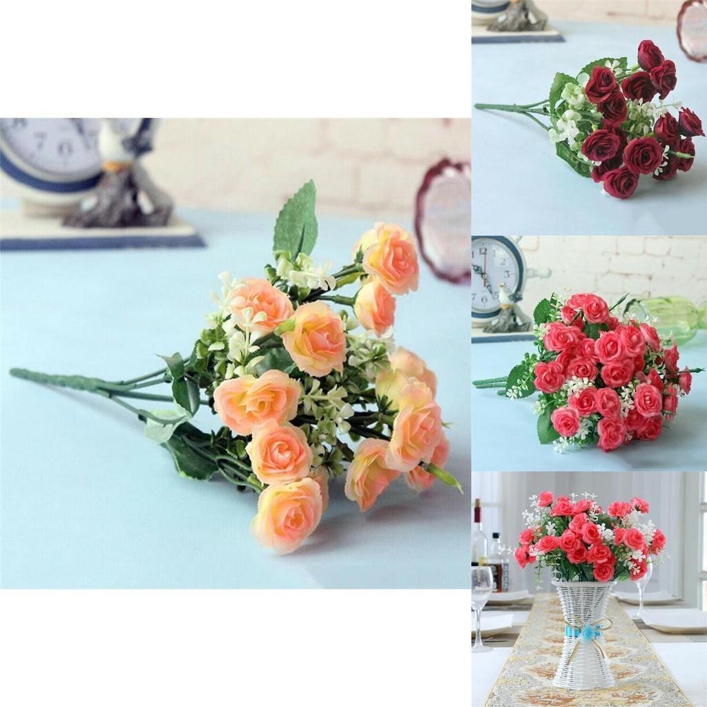 Vibrant 15 Heads Fake Rose Silk Flower Bouquet Ideal For Home And Party Decoration