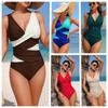 European and American New Bikini Swimsuit Women's Color Matching Cross-strap One-piece Bikini Swimsuit