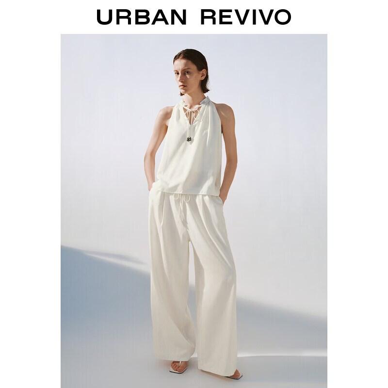 UR2026 Women s High-Waist Wide-Leg Tie-Waist Pants S