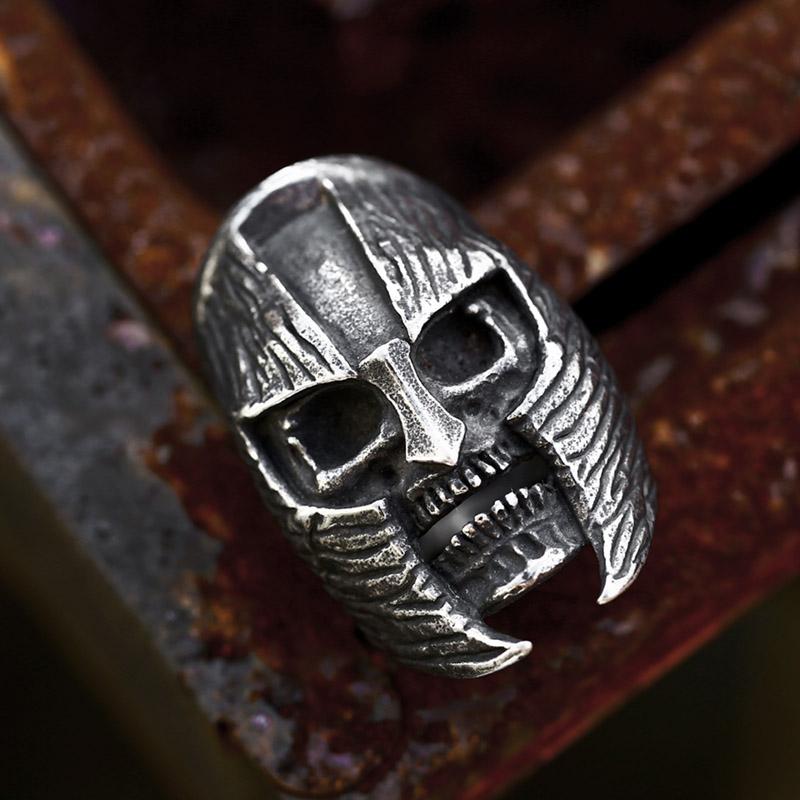 BEIER 2024 New Style Stainless Steel Roman Warrior Ring Spartan Warrior Mask Helmet Ring For Men Cool Jewelry Wholesale 7