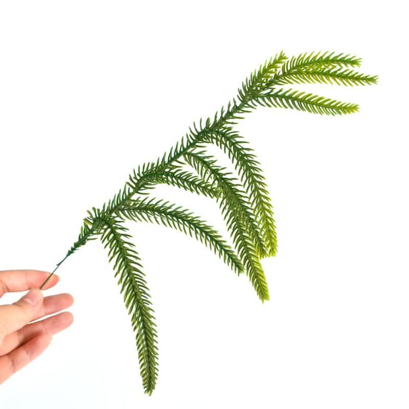 Realistic Dual-Tone Plastic Pine Needle Wreath Christmas Decor 10-Prong Artificial Fir Branches DIY Holiday Garland