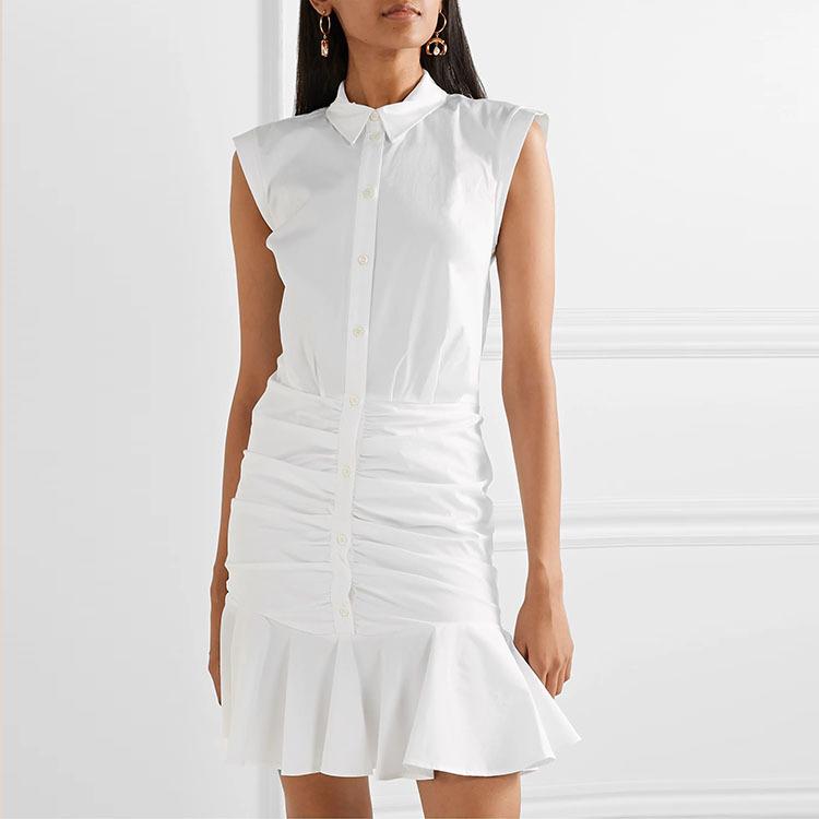 

2025 Summer Fashion Slim Fishtail Cotton Dress - Single-Breasted XL чёрный