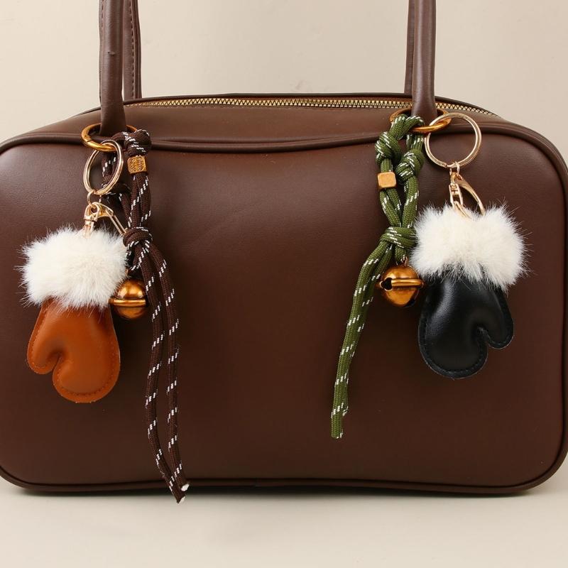 Süßer Taschenanhänger Schlüsselanhänger Glöckchen Handschuhe Geflochtenes Seil Schlüsselanhänger Taschenanhänger für Rucksack Handtasche Handtaschen-Dekoration
