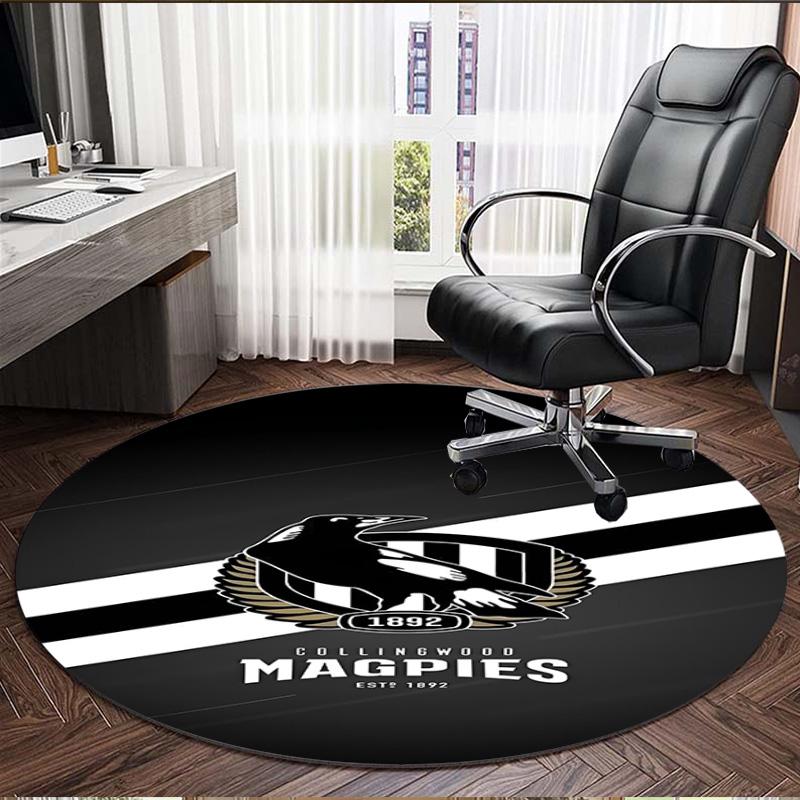 Collingwood Magpies Print Round Rug, Washable Floor Carpet, For Entryway Dorm Laundry Room Office Study, Home Decor Birthday Christmas Gift