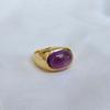 Oval Cab Natural Purple Amtehyst 925 Sterling Silver 14K Yellow Gold Fill Ring Jewelry