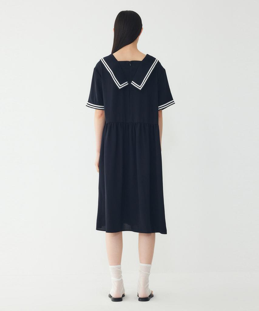 STUDIO TOMBOY Wide Collar Contrast Dress_Dark Navy 9176241985