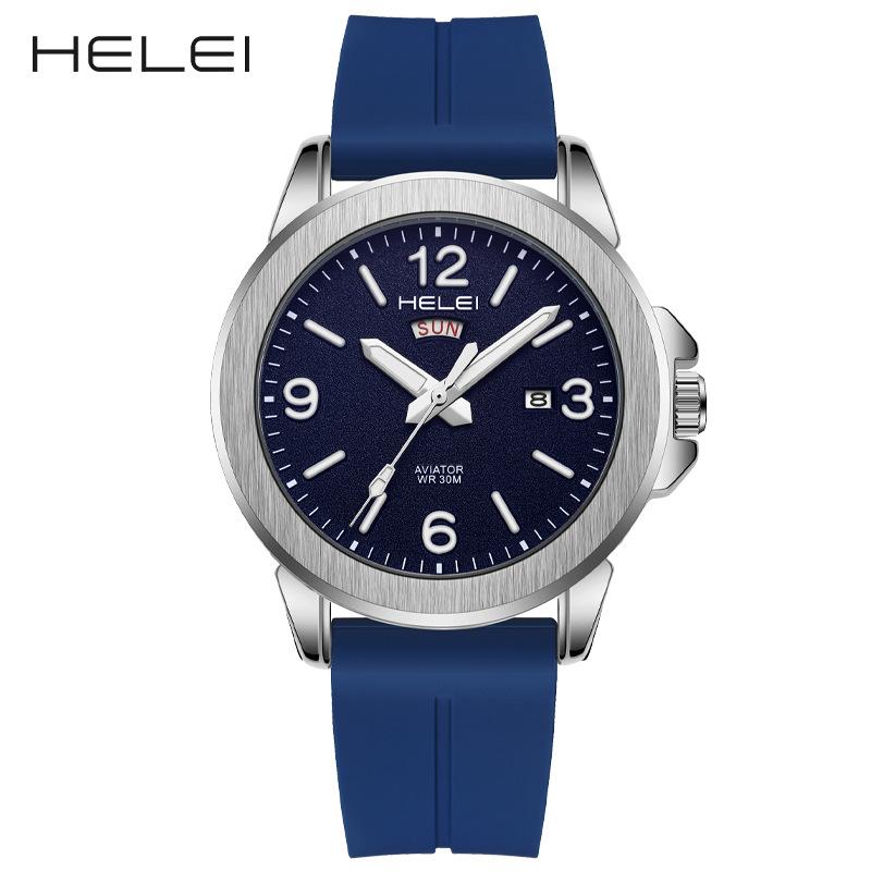 HELEI Herey's new men's watch waterproof quartz watch silicone strap luminous watch non-mechanical one
