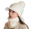 Rabbit Fur Blend Hat Scarf Fleece Warm Duck Tongue Wool Hat Women's Outdoor Wind and Cold Scarf Cover Knitted Hat