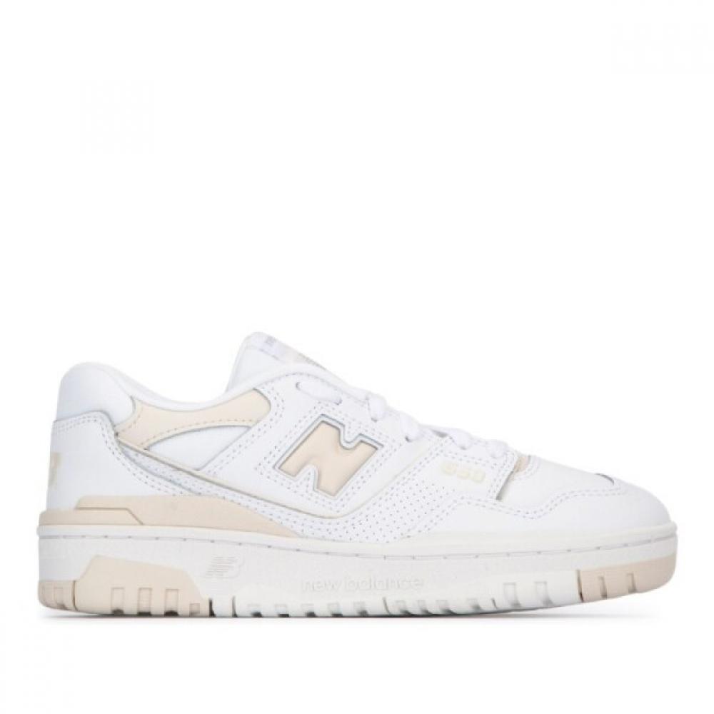 New Balance White Leather Lace Up Sneakers Gsb550bk
