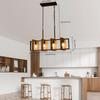 Rustic 4-Light Wood Pendant Chandelier – Farmhouse Ceiling Lamp for Dining, Island, & Living Room