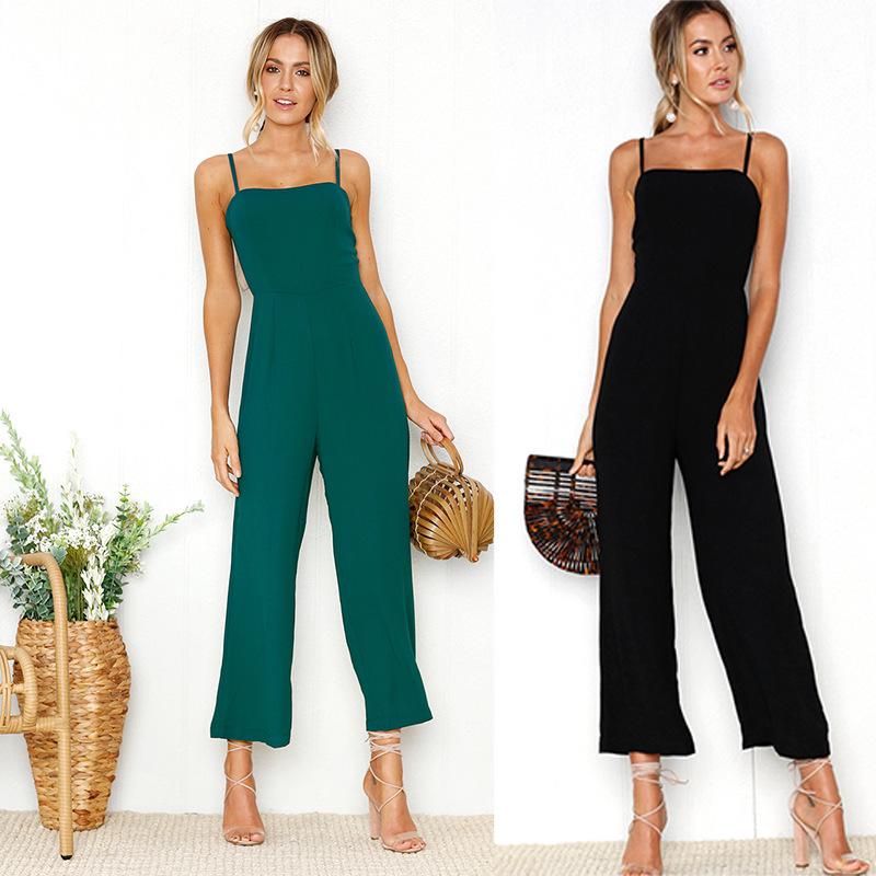 Spring and Summer Women's Jumpsuits Sexy Camisole Wrap Zipper Jumpsuit Seven-point Pants