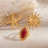 Stainless Steel Starfish Ring Gold Color Stainless Steel Jewelry Ocean Style Ring  Hand Jewelry