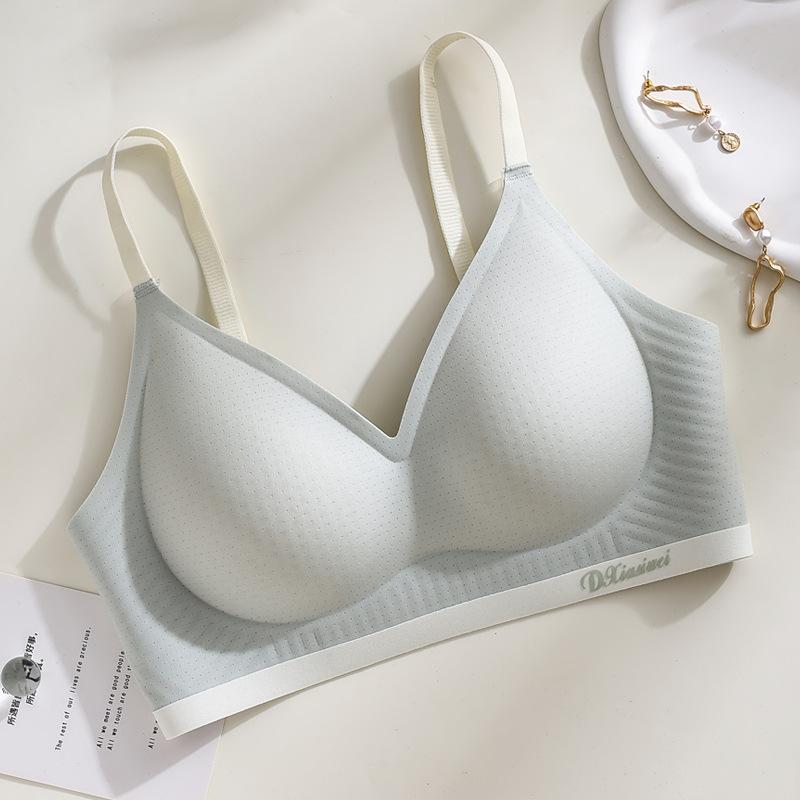 Jelly glue contrast color thin collection milk no steel ring soft support bra cover gather candy color