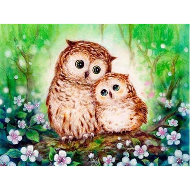 

Алмазная мозаика, полная круглая Сова, стразы, художественная алмазная живопись с изображением животных, мультяшное украшение для вышивки крестом для дома Full Round 30x40CM