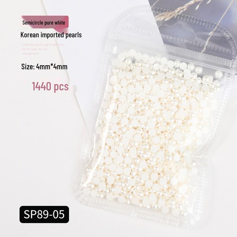 Korean Iridescent AB Pearl Nail Art Stickers - Various Sizes & Shapes