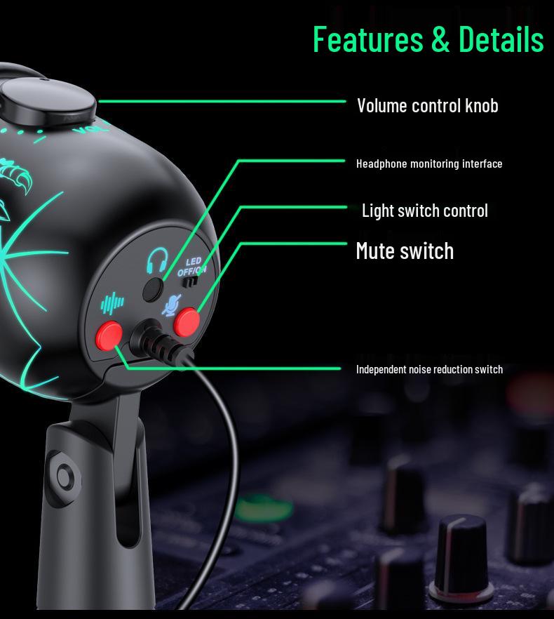 Enping USB Gaming Condenser Microphone with RGB Lights for Streaming & Karaoke