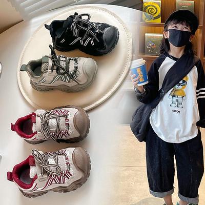 Boys' & Girls' 2026 Spring Non-Slip Velcro Hiking Shoes: Closed-Toe, Anti-Kick Outdoor Sports Sneakers