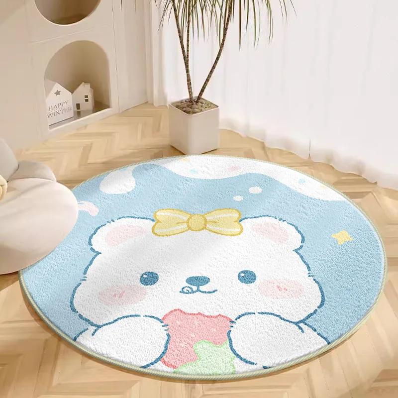 Cartoon Animals Carpets for Living Room Cute Bedroom Decor Plush Rug Round Dressing Table Floor Mat Fluffy Soft Children Carpet