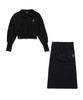 AWESOME STUDIO [Set] Collared Crop Sweatshirt Skirt Set Black