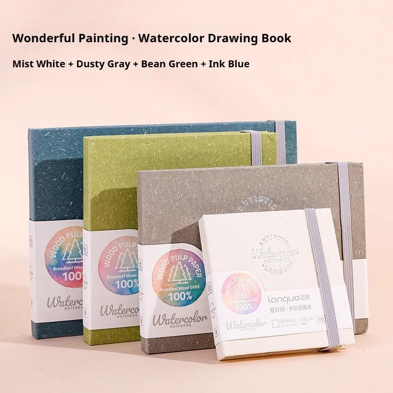 Languo Watercolor Drawing Book Thick Paper GSM 230/300g Watercolor Book Tearable Paint Book Portable Inspiration Record Notebook
