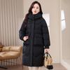 Womens Mid-Length Thick Cotton Padded Coat Winter Warm Outerwear Plus Size Regular Fit Stand Collar Zipper Front