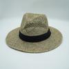 French Retro Salty Grass Seaweed Woven Jazz Top Hat Men'S And Women'S Vacation Beach Outing Straw Hat Wide Brim Sun Protection