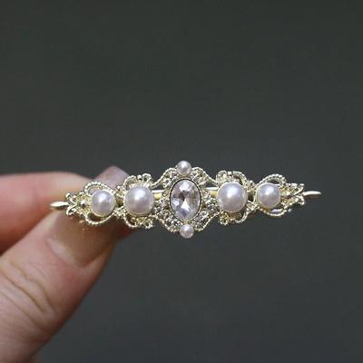Modieuze Haarclips Europees Stijl Patroon Parel Versiering Metalen Krokodillenklem Dames Haaraccessoires
