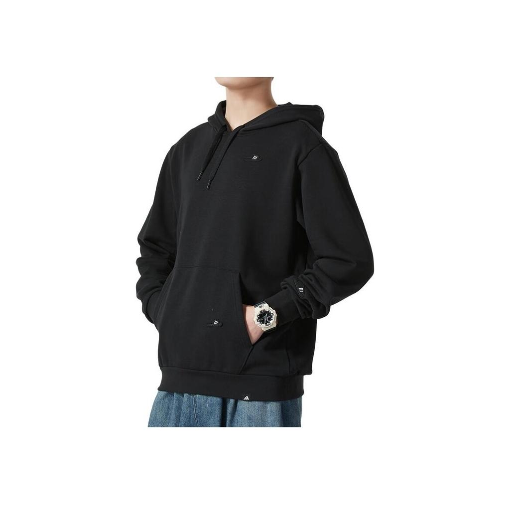Adidas Fashionable Versatile Hooded Long Sleeve Sweatshirt Men Sweatshirt Black JJ4005