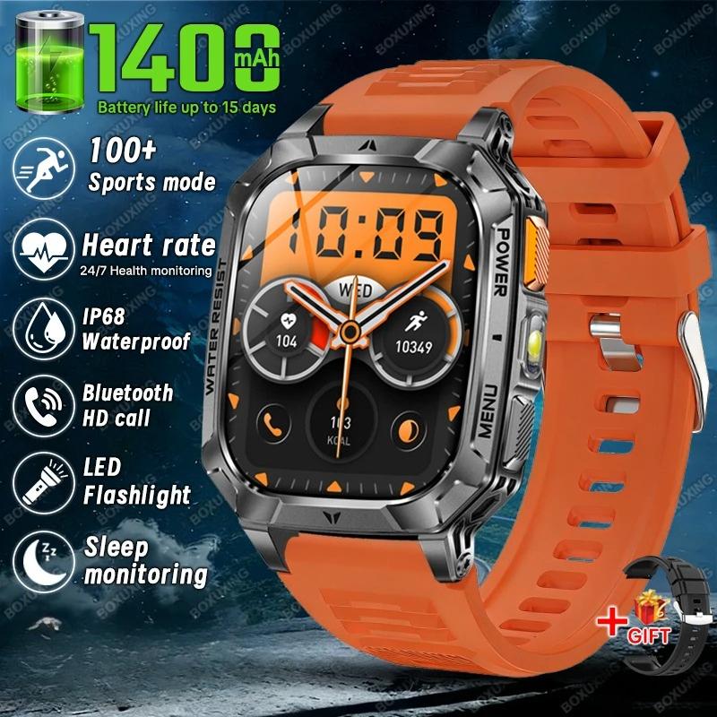 Neue Militärqualität 1400 mAh Akku Smartwatch Herren 2,01" Bildschirm 5ATM Wasserdicht GPS Track Sport Fitness Smartwatch