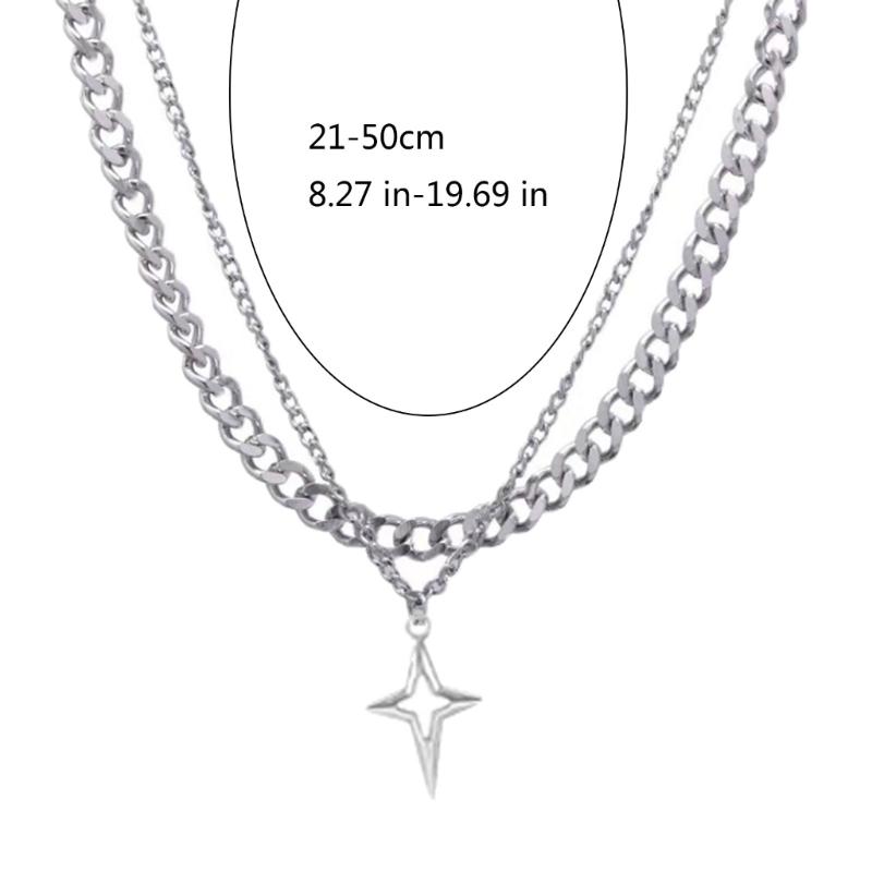 Double Layer Star Necklace Adjustable Length Zinc Alloy Lightweight Jewelry For Women Men Layering Designs Neckchain