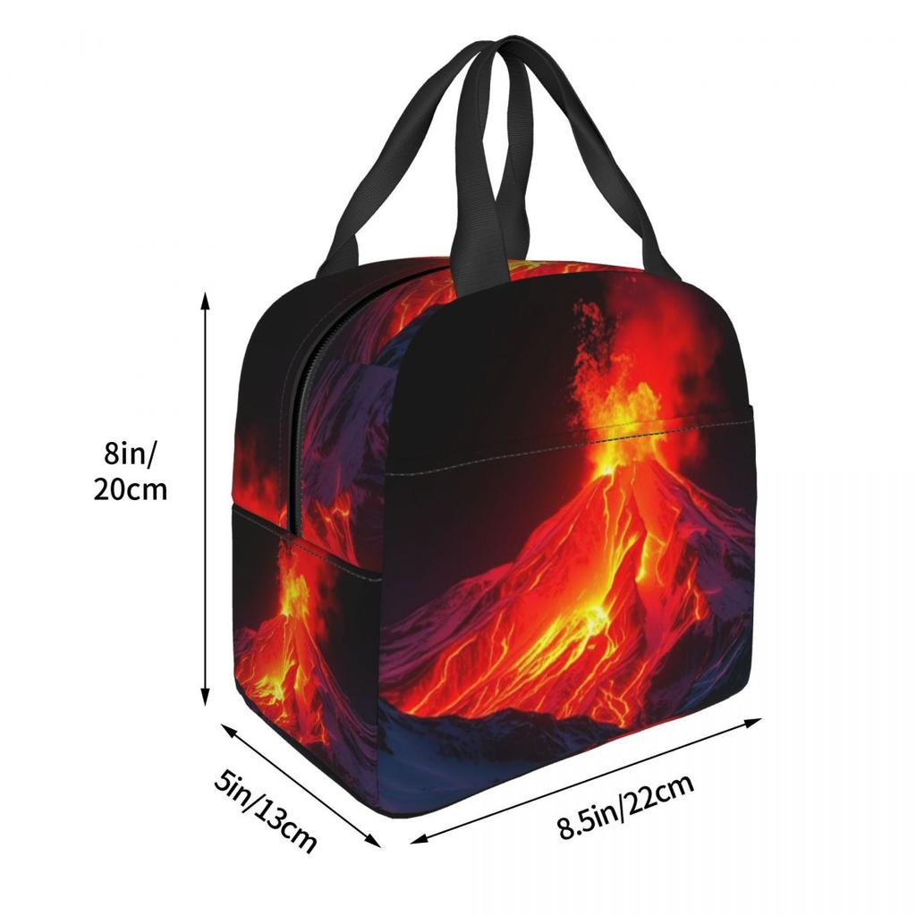 Volcano In The Snow Insulated Lunch Bag for Women Office Cooler Thermal Food Box Tote Portable Lunch Boxes Container