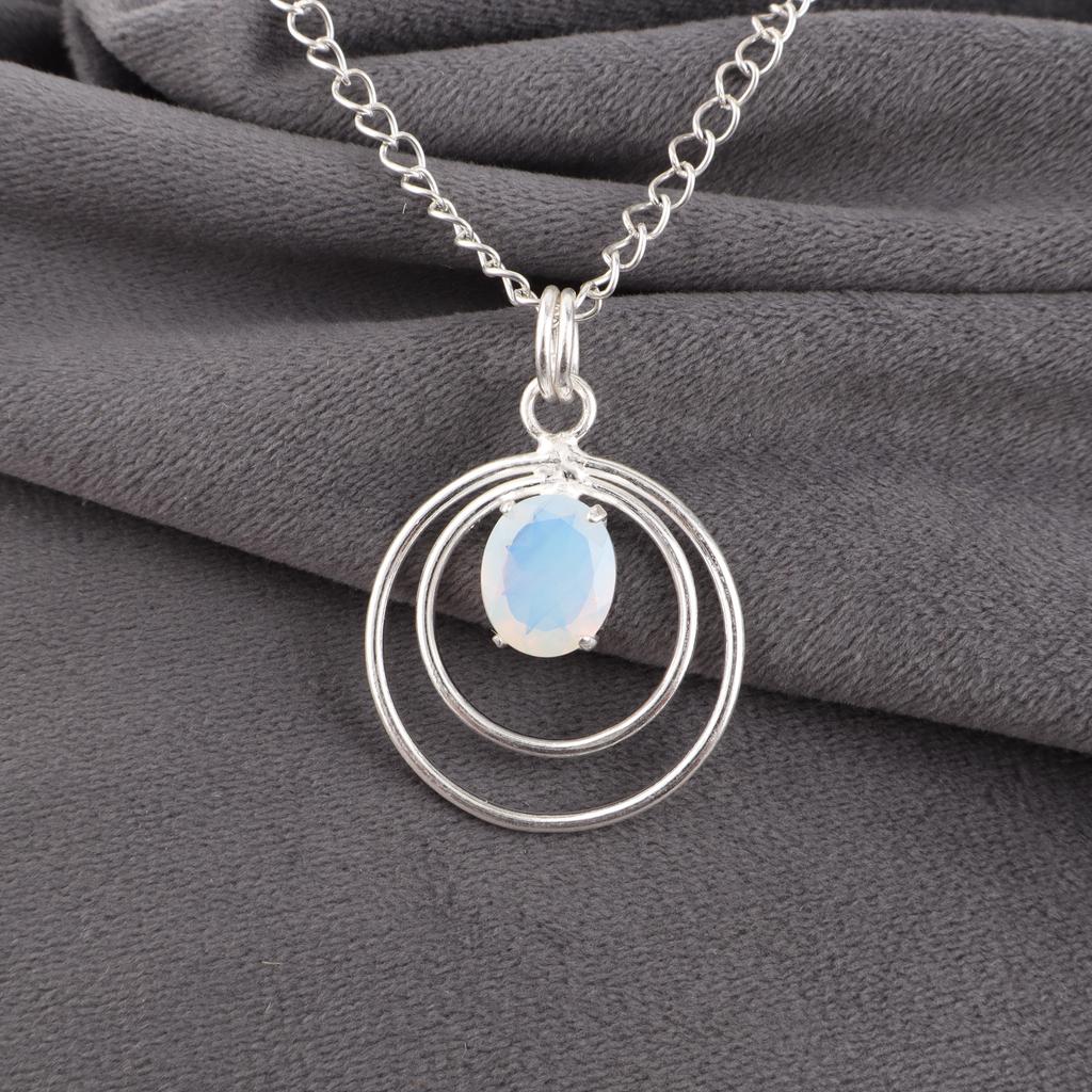 Milky Opal Handmade Latest Design Jewelry Pendant, 925 Solid Sterling Silver Gemstone Pendant, Gift For Her