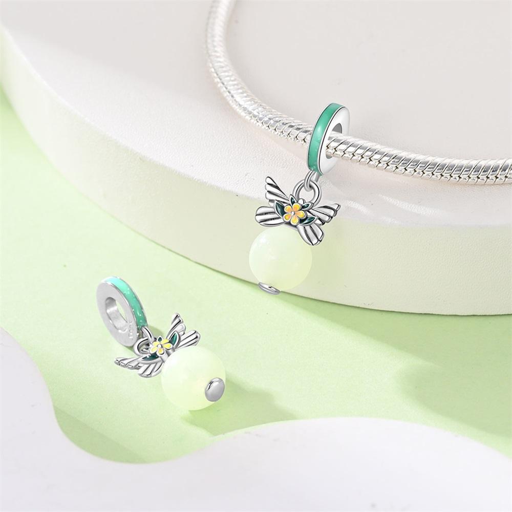 Charms Original Copper Light-Emitting Plant Pendant Beads Fit Bracelet Diy Fine Gift Women Delicate Jewelry Accesso